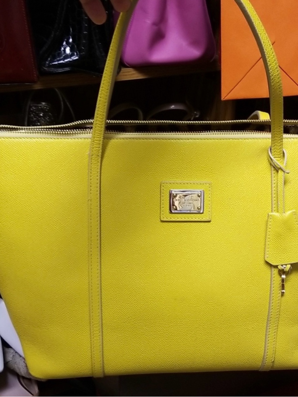 Dolce & Gabbana Yellow Leather Tote Bag - Classic Structured Carryall